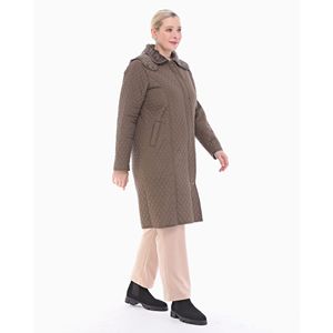 Manteau matelassé kaki à capuche 105 cm pour femme - Product Image 3