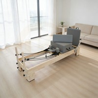 Reformer de Pilates de Roble de Alta Calidad con Resistencia Ajustable, Certificación CE ISO, Equipo Profesional para Gimnasio en Casa