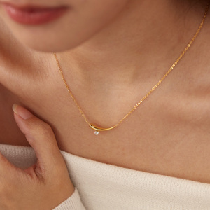 Minimailst cristal <span class=keywords><strong>blanco</strong></span> 18K PVD <span class=keywords><strong>oro</strong></span> collar mujeres señoras joyería mejor amigo collar <span class=keywords><strong>de</strong></span> acero inoxidable extensor <span class=keywords><strong>cadena</strong></span> <span class=keywords><strong>brillante</strong></span> - Product Image 3