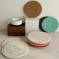 Napperon en corde de coton pour Table à manger, décoration d'assiette, tapis de plat, dessous de verre, porte-pots en coton, coussin isolant, cuisine, maison