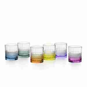 Juego de 6 Vasos de Cóctel Rcr, Colores Surtidos, Diseño de Corte Brillante - Product Image 1