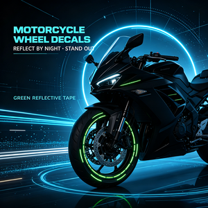 Autocollant réfléchissant pour jante de moto, autocollant d'avertissement de sécurité nocturne pour la décoration du moyeu de moto - Product Image 1