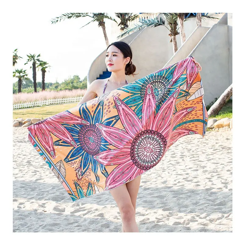 Toalla de playa de microfibra sin arena para personas con diseño personalizado, toalla de playa con bolsillo