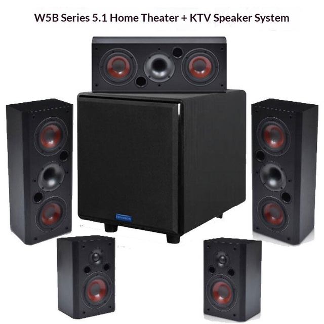 ZONGSON W5B Professional Home Theater Audio System Package with KH7250 Amplifier for 5.1 Channel Stereo Surround Sound and Bass