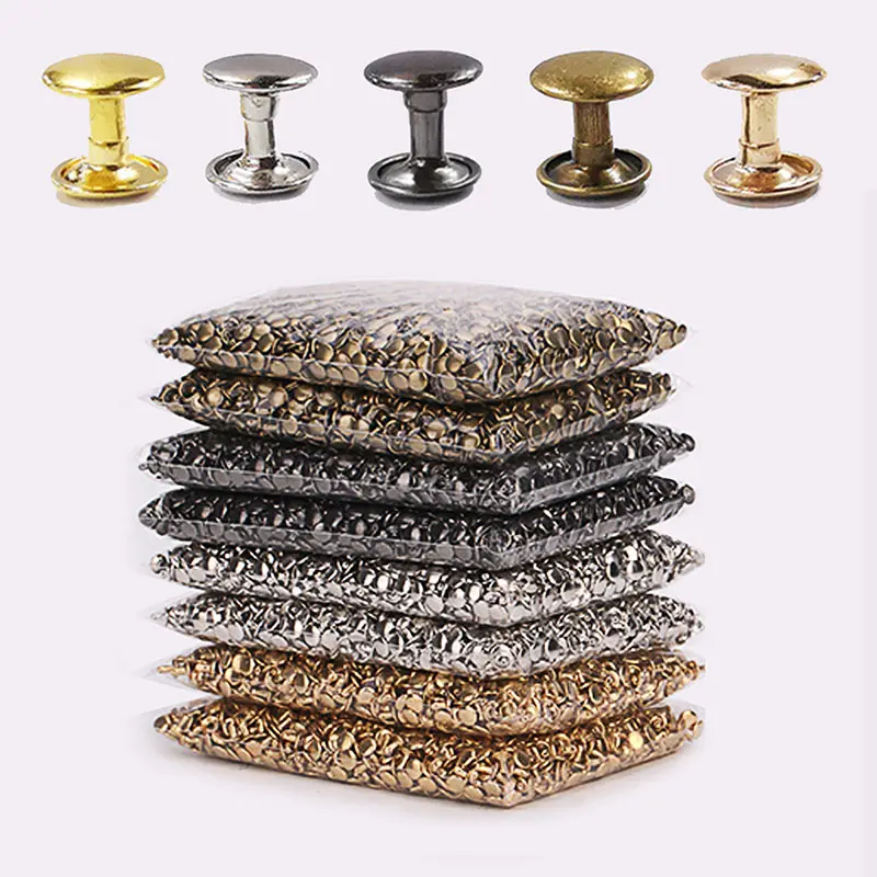 Wholesale custom Metal Brass double cap cheap metal jeans rivet for shoes bag cloth leather bag Accessories Button Rivet