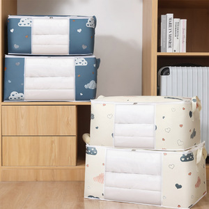 25/66/100L Living Cloth Stackable Cloth Quilt Storage Box with Large Clear Window and Handles for clothes