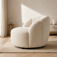 Fauteuil d'appoint Boucle Barrel, chaise individuelle rembourrée avec dossier incurvé enveloppant pour salon, chambre ou coin.