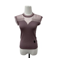 SHINING NIKA Nouveau débardeur tricoté court en maille ajourée transparente, personnalisé avec logo et motif de voiture brodé, style mode pour le commerce extérieur