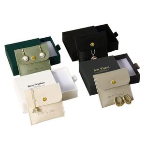 Pu Leather Jewelry <b>Box</b> with Packaging Bag <b>Bracelet</b> Necklace Earring Drawer <b>Box</b> Microfiber Pouc HB Model 011 Made in China - Product Image 1