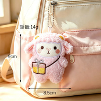 Porte-clés pendentif pour sac en peluche créative de 9 cm, motif agneau en polaire Teddy, mignon, en coton, style dessin animé