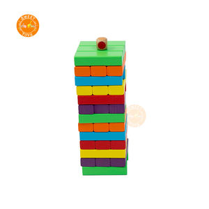Bloques de construcción de madera Natural coloridos educativos juego de apilamiento mesa de dominó torre de caída equilibrio juguete inteligente - Product Image 4