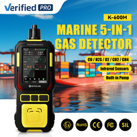Détecteur de gaz marin Bosean K-600M 5 en 1 CO H2S O2 CO2 CH4 infrarouge NDIR avec pompe intégrée, alarme sonore, lumineuse et vibrante pour la sécurité des navires
