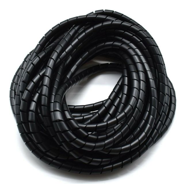 Black Spiral Wrapping Band Cable Sleeves Winding Pipe Cable Wire Tidy Wrap PC Home Cinema TV Management   4-50mm - 10m