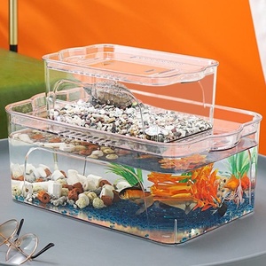 דגי שולחן עבודה טנק שקוף לחיות מחמד מיכל צב קטן מיכל גינון סלון משרד - Product Image 5