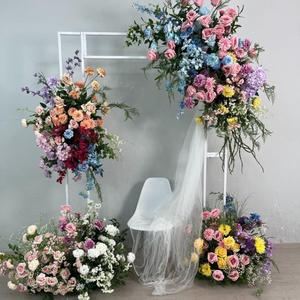 Ensemble d'arrangements floraux de mariage personnalisables en couleur Morandi, fleurs artificielles suspendues/au sol pour la décoration de mariage en extérieur et en intérieur - Product Image 6