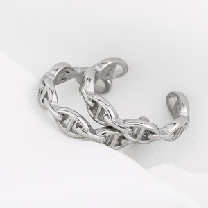 yunnique Minimalist Geometric <b>Titanium</b> Steel Open <b>Ring</b> For Men And Women Party Jewelry Piercing Accessory - Product Image 4