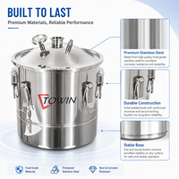 Towin 20L/30L/50L Mini Fermenteur Compact pour la Fermentation de l'Alcool, Réservoir de Stockage d'Eau en Acier Inoxydable pour Hôtels