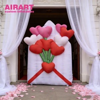 Mur de fleurs en forme de cœur gonflable pour la décoration d'événements