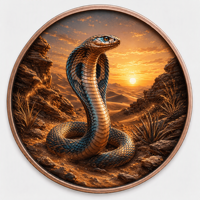 Pièces de monnaie en cuivre à haute relief 5 oz .999 Cuivre pur Pièce ronde Cobra Coucher de soleil dans le désert Impression UV colorée Pièces de monnaie en cuivre