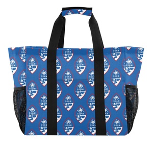 Fashion Guam Flag Print Large Canvas <b>Mesh</b> Side Dirty Clothes Travel Laundry Bag Foldable Custom Logo Laundry <b>Basket</b> with Handle - Product Image 2