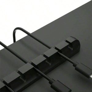 Self Adhesive Magnetic Silicone Cable <b>Clips</b> with <b>Hooks</b> for Charging Accessories-Modern Black 3/5/7 Hole Living Room Cord Manager - Product Image 4