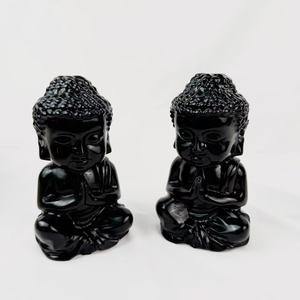 Vente en gros de sculptures en obsidienne noire naturelle de qualité supérieure, en cristal de qualité supérieure, fabriquées à la main, pour la méditation - Product Image 2