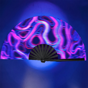 Abanicos de mano de nailon y seda para boda, luz UV plegable de bambú para baile, 13 pulgadas, impresionante, nuevo estilo, personalizado - Product Image 4
