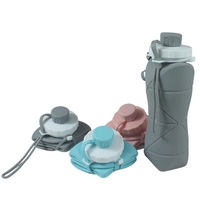 Bouteille d'eau pliable en silicone réutilisable de 600 ml, anti-fuite, design sportif, avec corde et couvercle pour usage extérieur