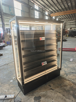 Vitrine moderne écologique en métal avec porte coulissante, présentoir double face pour cartes sportives, éclairage LED rotatif, étagères réglables