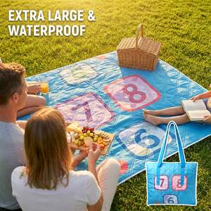 Manta de Picnic 2 en 1 con Bolsa de Transporte, Manta de Playa Plegable Impermeable, Manta Portátil para Acampar al Aire Libre para Viajes y Excursiones de Primavera - Product Image 1