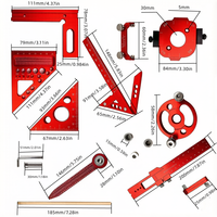 Ensemble d'outils de mesure en alliage d'aluminium pour la menuiserie avec boîte à outils, kit de mesure et de positionnement pour la menuiserie, outils de marquage, outils de menuiserie
