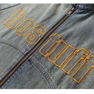 Vestes en jean pour hommes personnalisées, style vintage américain, hip-hop, avec badge brodé, vestes amples pour le printemps - Product Image 3