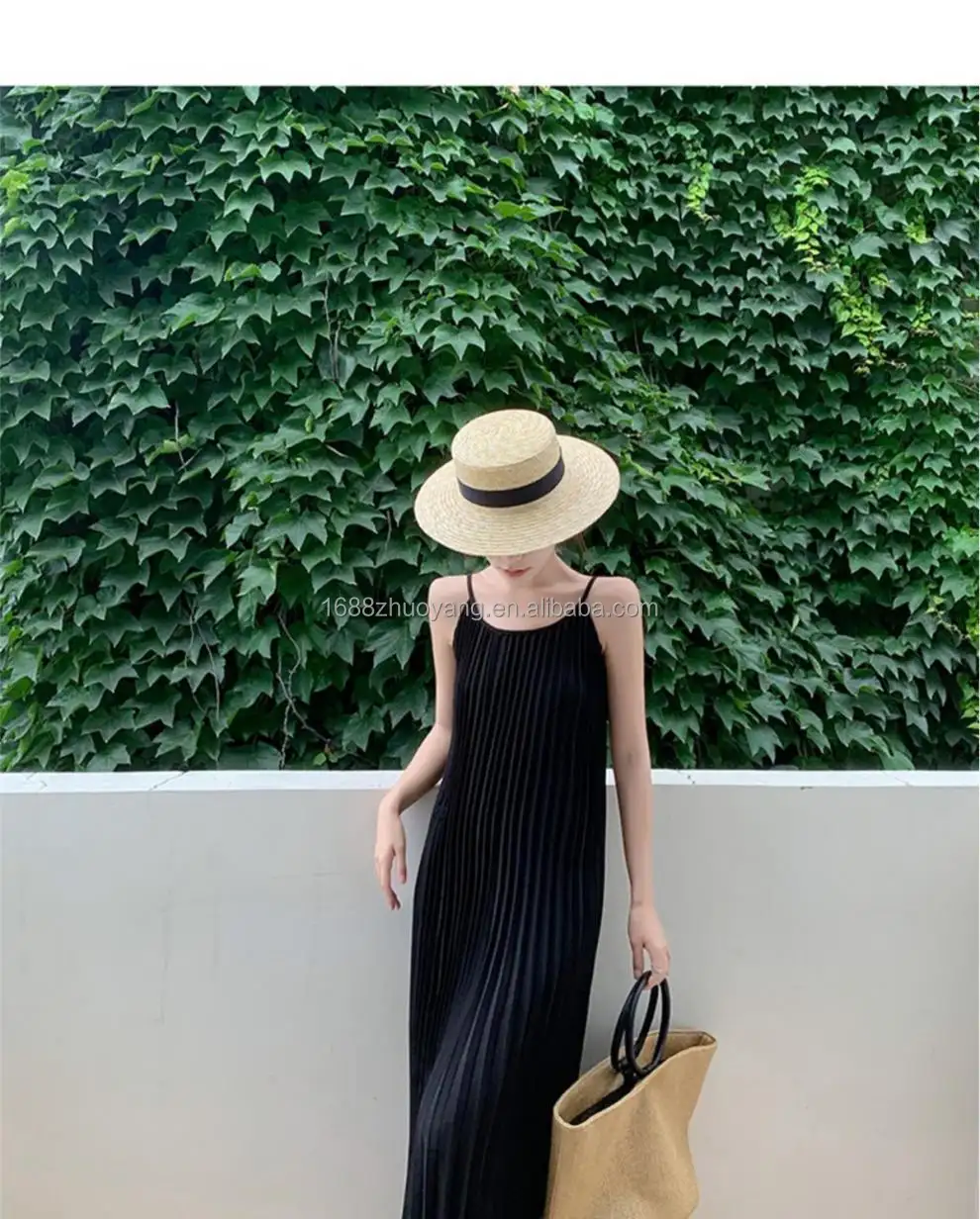 Clothing Manufacturers Custom Summer Fashion Casual Women'S Clothing Sexy Party Sling Pleated Long Dress For Women