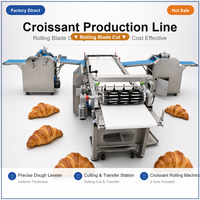 Ligne de production de croissants entièrement automatique avec lame de découpe triangulaire électrique pour boulangerie commerciale, pour la formation de croissants au beurre laminé