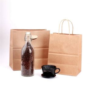 Bolsas de Papel Kraft Blancas y Marrones de 13*8*21cm con Asas para Festivales, Compras, Tiendas, Fiestas, Regalos, Empaques Comerciales - Product Image 4