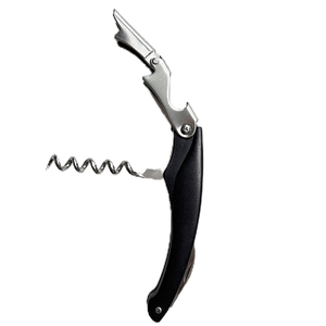 Tire-bouchon pour sommeliers, ouvre-bouteille manuel à traction unique avec coupe-feuille et extracteur de bouchon de bouteille, noir - Product Image 4
