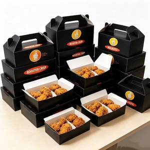 Caja de Transporte Personalizada para Pollo Crujiente con Eslogan de Marca, Papel Reciclable de Grado Alimenticio para Empaque de Entrega de Comida Rápida en Restaurantes - Product Image 3