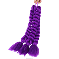 Queue de cheval tressée violette K-Pop très vendue, 24 pouces, 100g, magnifique queue de cheval tressée violette pour filles