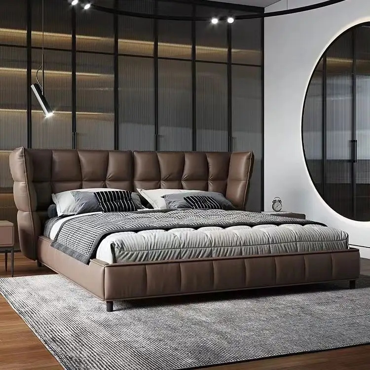 最適なホテルファッションデザイン寝室の家具キングサイズのベッドフレームセット豪華でモダンで快適なベッド