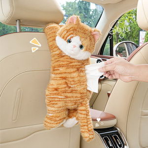 <b>Cute</b> Cat Plush <b>Car</b> Tissue Box Suction Cup Mount Portable Dual-Purpose Vehicle <b>Accessory</b> Easy Install - Product Image 3