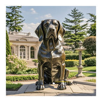 Grande sculpture de tête de chien en bronze pour l'extérieur, œuvre d'art métallique artisanale en laiton pour projets paysagers