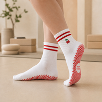 Chaussettes de yoga antidérapantes pour femmes avec points de grip, en maille respirante, en coton, chaussettes de pilates, chaussettes de fitness personnalisées pour la gym et la danse