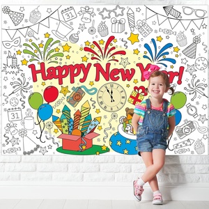 Poster <span class=keywords><strong>de</strong></span> coloriage personnalisé pour le Nouvel An, pages d'activités créatives, bannière, nappe, cadeaux <span class=keywords><strong>de</strong></span> fête pour la famille et les enfants - Product Image 5
