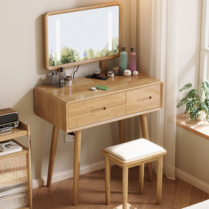 Nordic Style Solid Wood Makeup Vanity Luxury <strong>Dressing</strong> <strong>Table</strong> <strong>Light</strong> for Bedroom Small Apartment Simple Storage Cabinet - Product Image 4