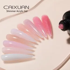 Caixuan 1kg Bulk Packing Shimmering Acryl Gel 12 Glitter Color Poly Builder for Nail Extension