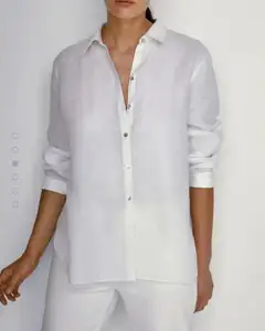 Damenhemden 2024 Blouse Oberteil lange Ärmel lässig weiß Umschlagkragen OL-Stil damen lockere Blusen