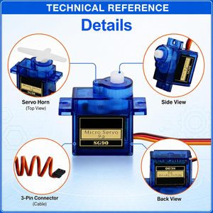 Micro-moteur servo Keacvise SG90 9g 180 degrés, mini servos analogiques pour voiture RC, avion, hélicoptère, bateau, bras robotique - Product Image 6