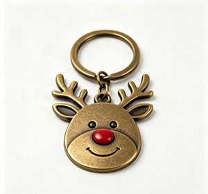 Llavero Metálico de Reno Festivo, Colgante de Nariz Roja de Latón Antiguo, Regalo para Fiesta de Navidad - Product Image 3