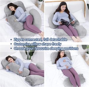 Oreiller de <span class=keywords><strong>grossesse</strong></span> détachable extra large en forme de U, corps entier, 60 pouces, rembourrage en coton, oreiller de <span class=keywords><strong>grossesse</strong></span> confortable, housse en velours cristal - Product Image 5