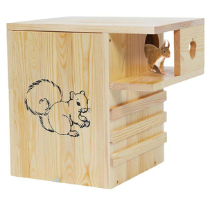 <span class=keywords><strong>Casetta</strong></span> per Scoiattoli in Legno Personalizzata e Allargata, Grande Nido Esterno con Piattaforma Esterna per Scoiattoli e Pecorelli - Product Image 1